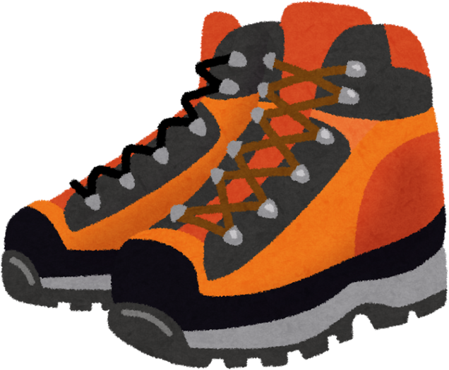 Illustration of Orange and Black Hiking Boots